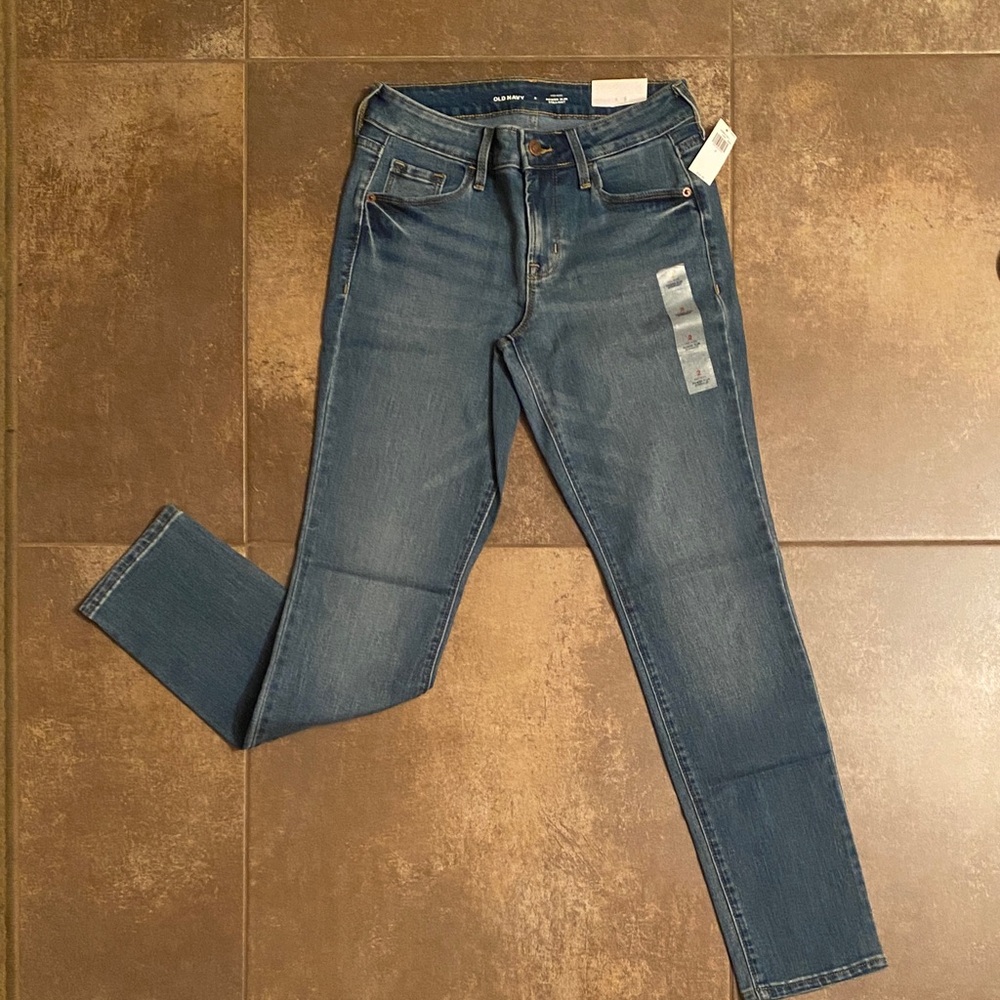 Old Navy Power Slim Straight Denim - Dark Blue